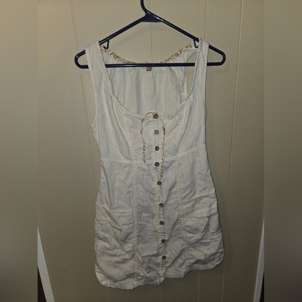Women's Pilcro By Anthopogie Cream Button-Down Dress Summer Button Down Elegant